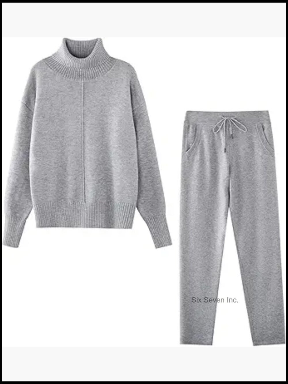 Knitted 2 Piece Sweater Set High Collar Loose Style